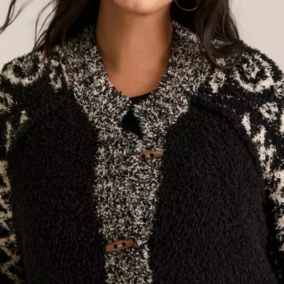 Torrid Festi Boho Intarsia Toggle Button Soft Cardigan Sweater Plus Size 1X Nwt - Picture 4 of 5